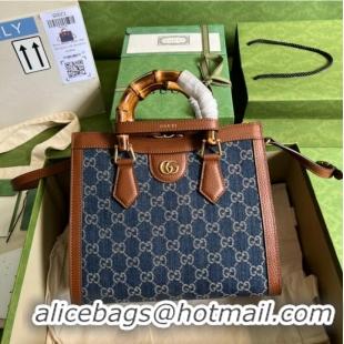 Top Grade Gucci GG denim jacquard Diana mini tote bag 655661 Blue