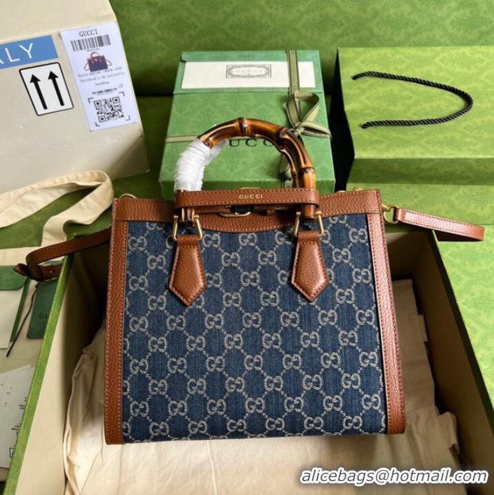 Top Grade Gucci GG denim jacquard Diana mini tote bag 655661 Blue