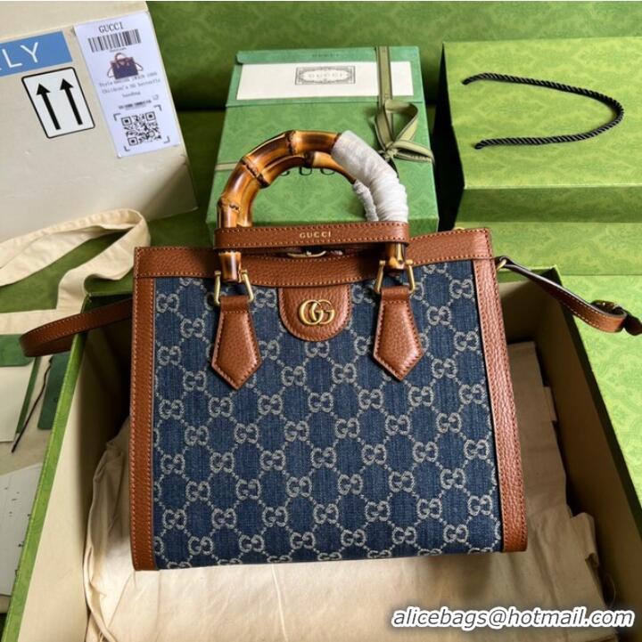 Top Grade Gucci GG denim jacquard Diana mini tote bag 655661 Blue