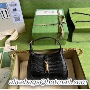 Unique Grade Gucci Jackie 1961 lizard mini bag 675799 black