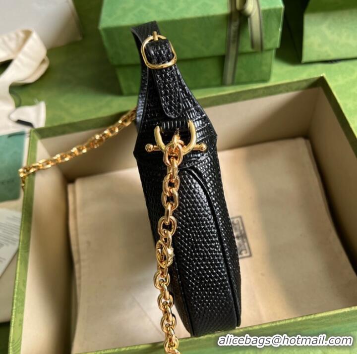 Unique Grade Gucci Jackie 1961 lizard mini bag 675799 black