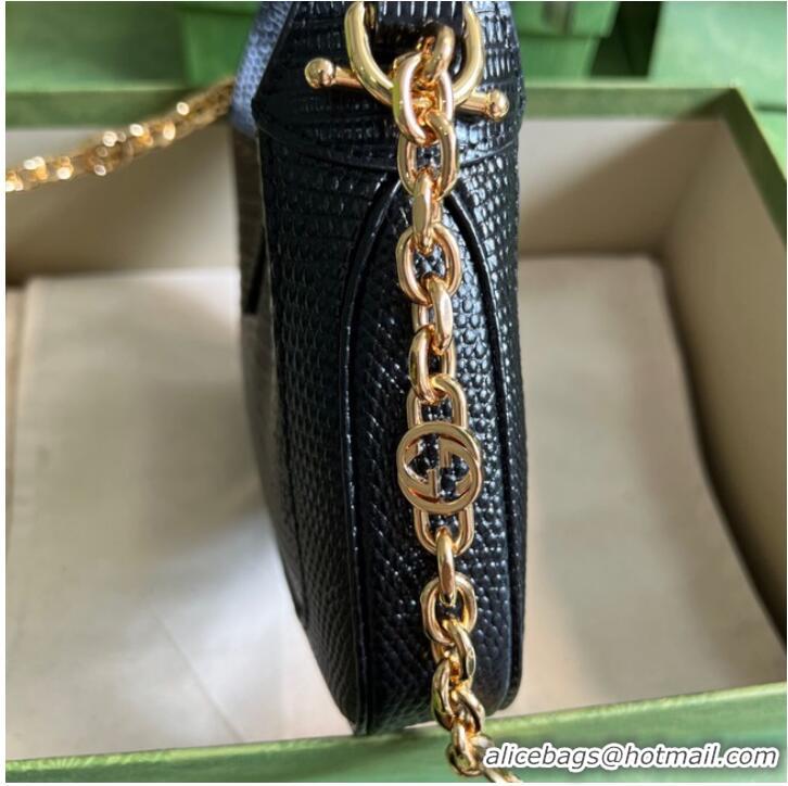 Unique Grade Gucci Jackie 1961 lizard mini bag 675799 black