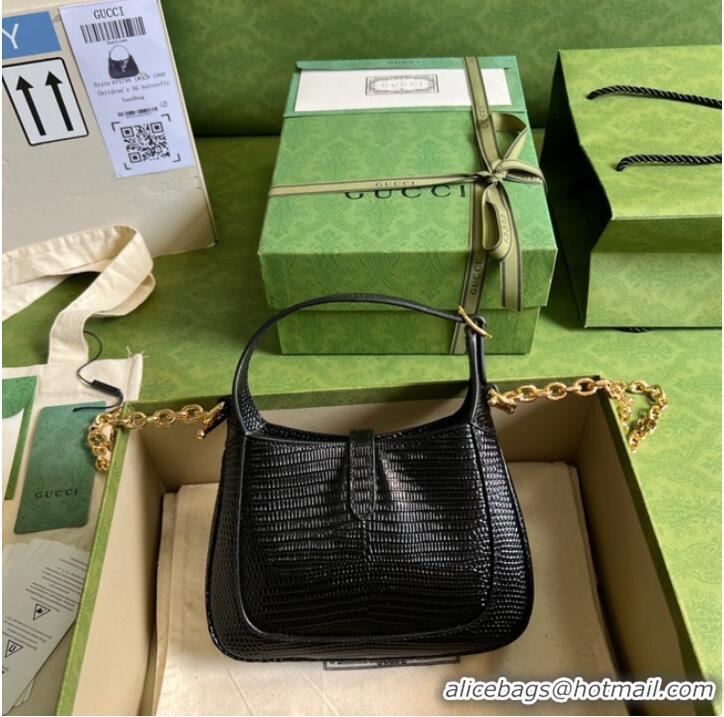 Unique Grade Gucci Jackie 1961 lizard mini bag 675799 black