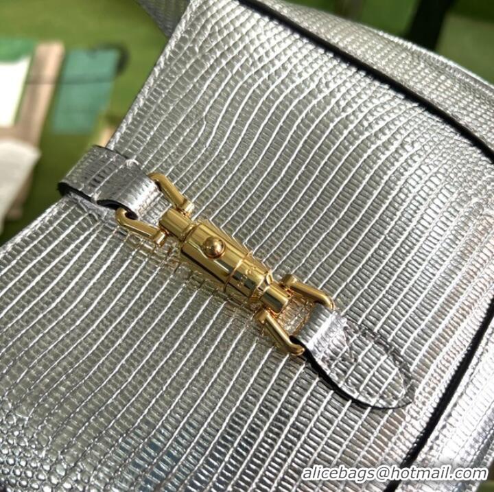 Luxury Discount Gucci Jackie 1961 lizard mini bag 675799 Silver