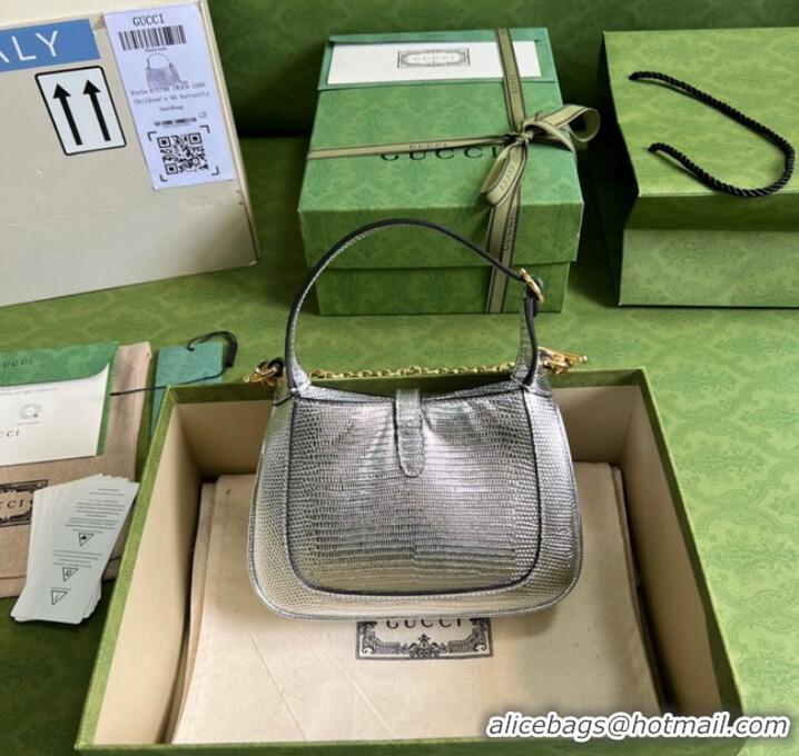 Luxury Discount Gucci Jackie 1961 lizard mini bag 675799 Silver