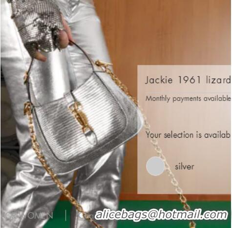 Luxury Discount Gucci Jackie 1961 lizard mini bag 675799 Silver