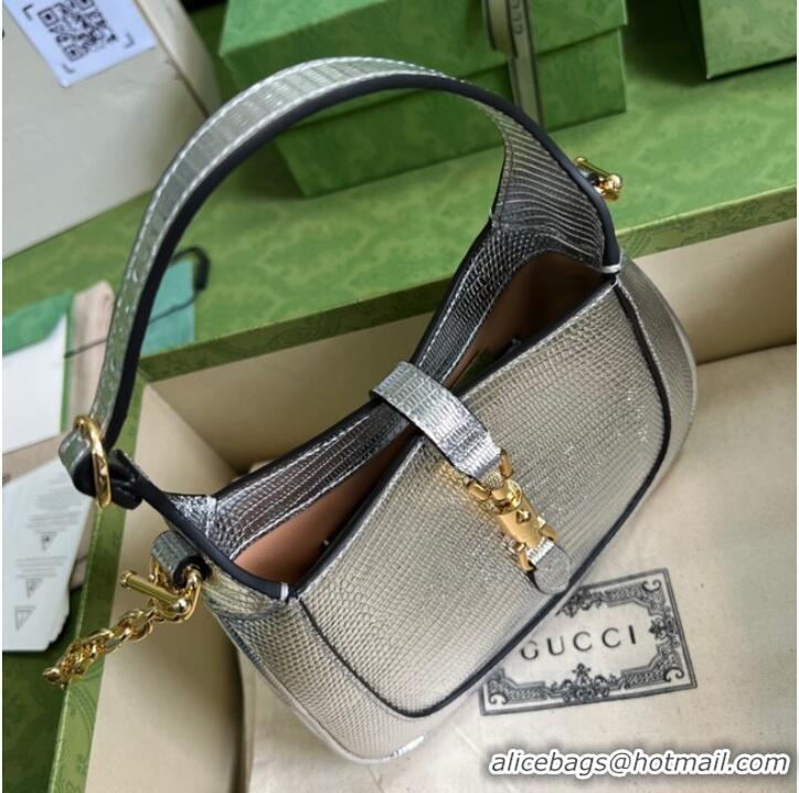 Luxury Discount Gucci Jackie 1961 lizard mini bag 675799 Silver