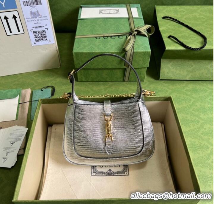 Luxury Discount Gucci Jackie 1961 lizard mini bag 675799 Silver