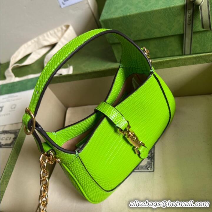 Inexpensive Gucci Jackie 1961 lizard mini bag 675799 Fluorescent green