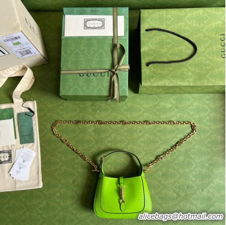 Inexpensive Gucci Jackie 1961 lizard mini bag 675799 Fluorescent green