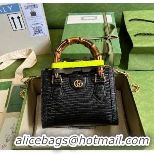 Top Quality Gucci Diana lizard mini bag 675800 black