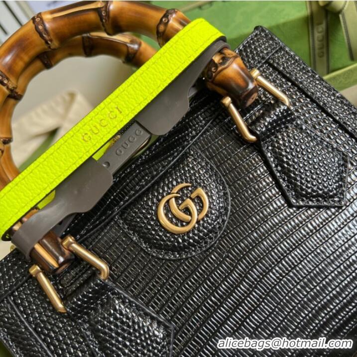 Top Quality Gucci Diana lizard mini bag 675800 black