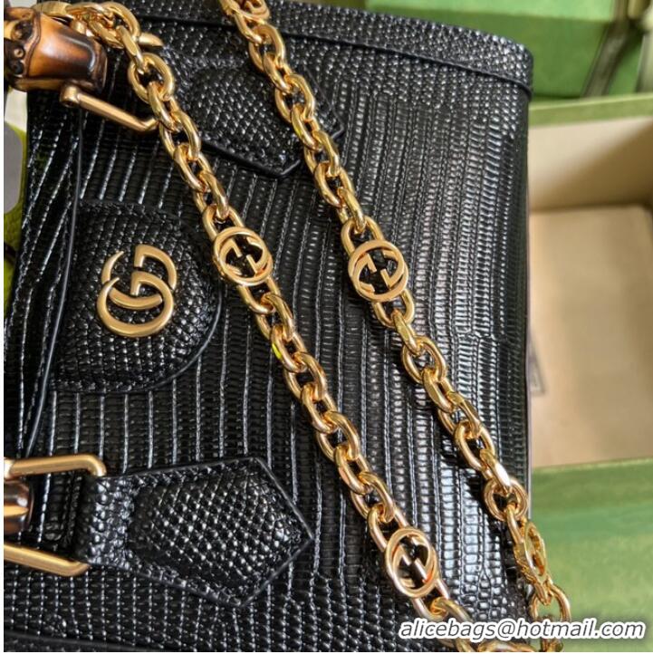 Top Quality Gucci Diana lizard mini bag 675800 black