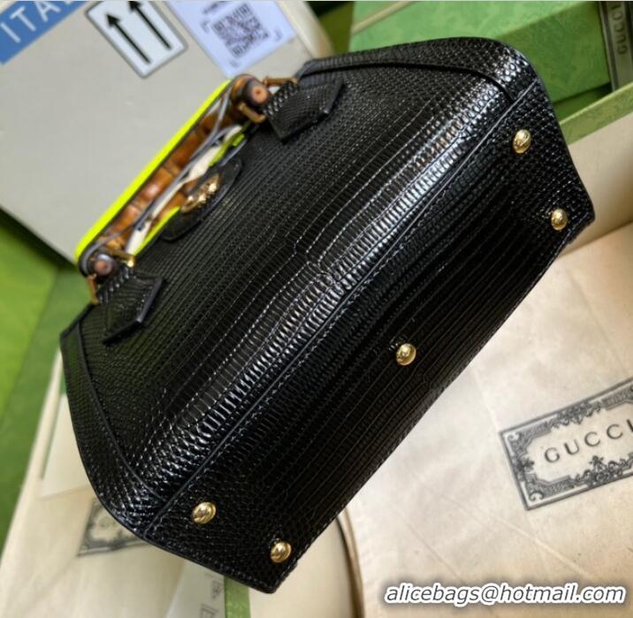 Top Quality Gucci Diana lizard mini bag 675800 black