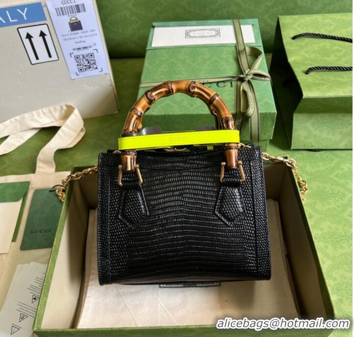 Top Quality Gucci Diana lizard mini bag 675800 black