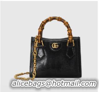 Top Quality Gucci Diana lizard mini bag 675800 black