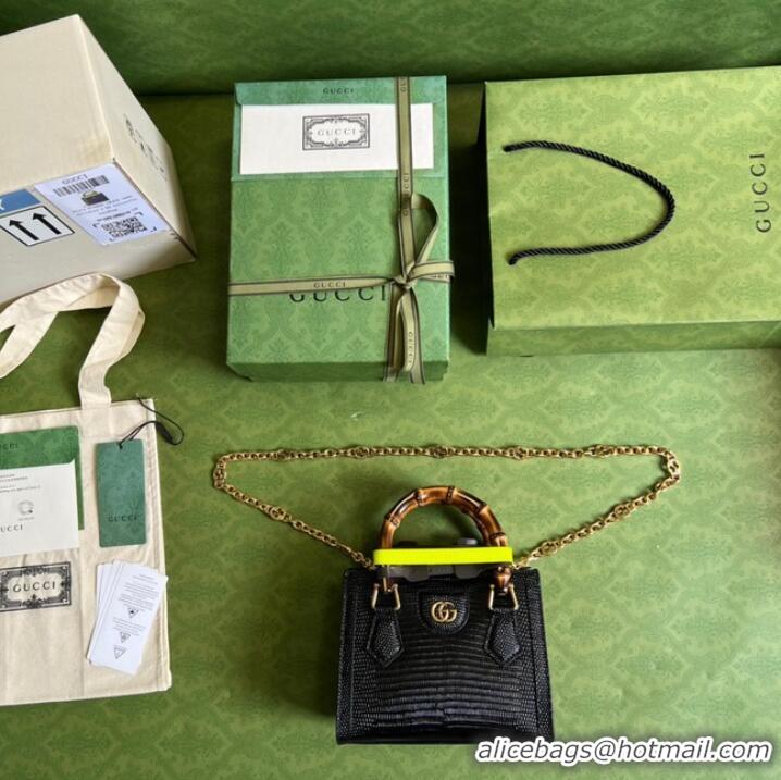 Top Quality Gucci Diana lizard mini bag 675800 black