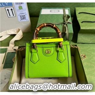 New Style Gucci Diana lizard mini bag 675800 Fluorescent green