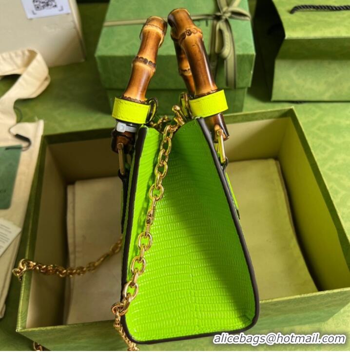 New Style Gucci Diana lizard mini bag 675800 Fluorescent green