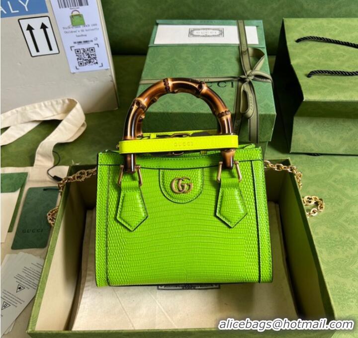 New Style Gucci Diana lizard mini bag 675800 Fluorescent green