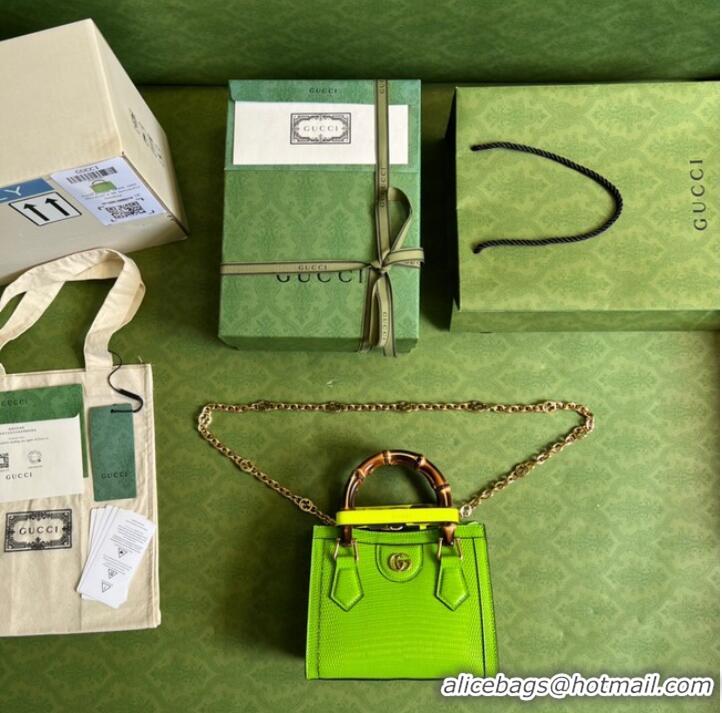 New Style Gucci Diana lizard mini bag 675800 Fluorescent green