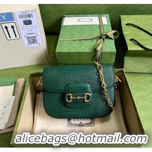 Most Popular Gucci Horsebit 1955 lizard mini bag 675801 green