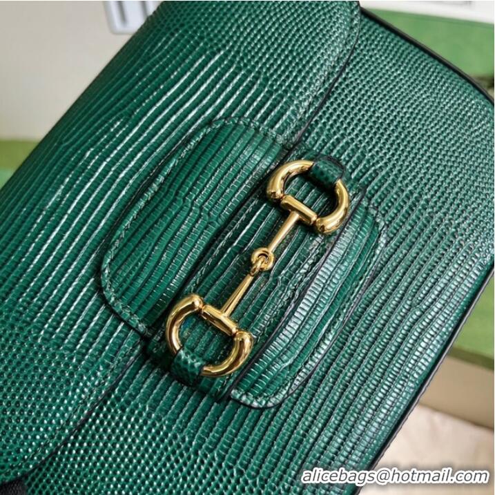 Most Popular Gucci Horsebit 1955 lizard mini bag 675801 green