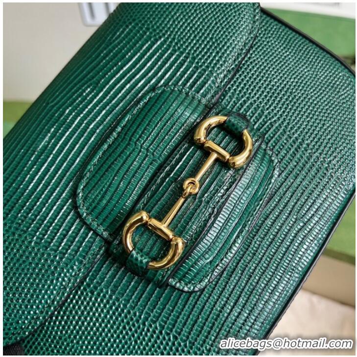 Most Popular Gucci Horsebit 1955 lizard mini bag 675801 green