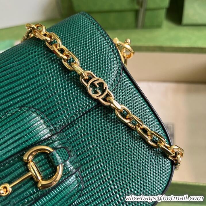 Most Popular Gucci Horsebit 1955 lizard mini bag 675801 green