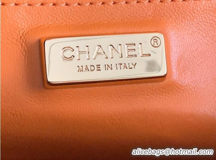 Famous Brand Chanel Snake skin mini flap bag with top handle AS2431 orange