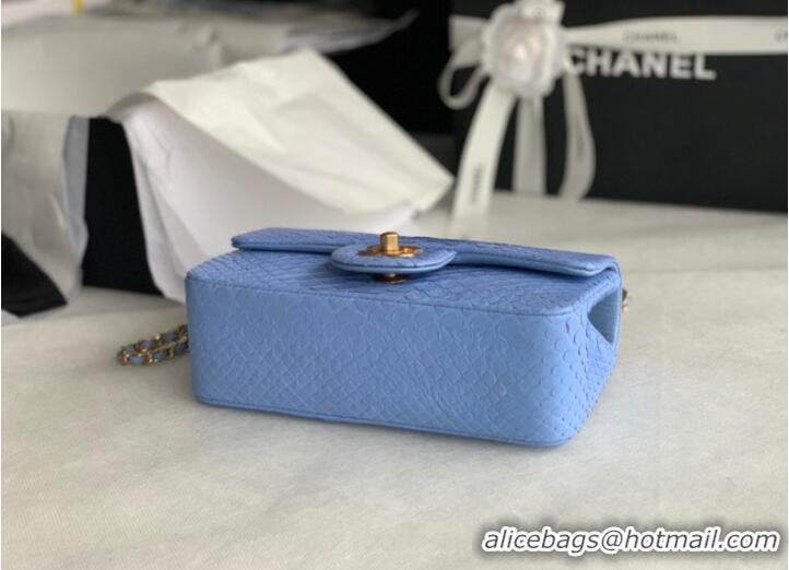 Promotional Chanel Snake skin mini flap bag with top handle AS2431 blue