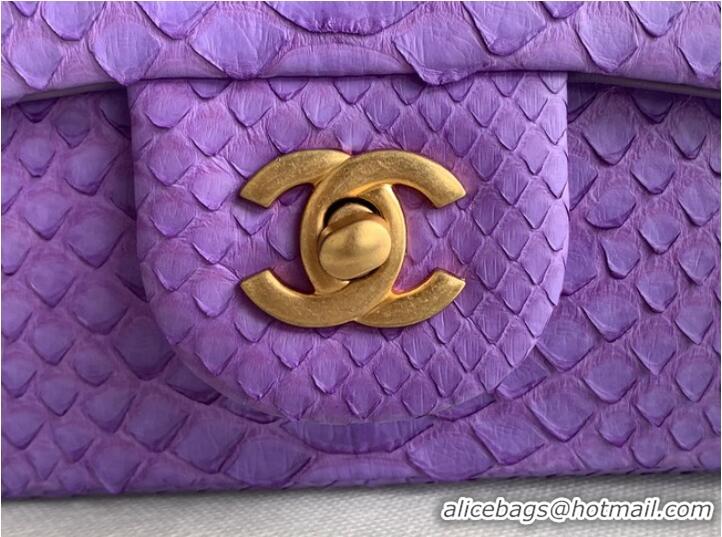 Super Quality Chanel Snake skin mini flap bag with top handle AS2431 purple