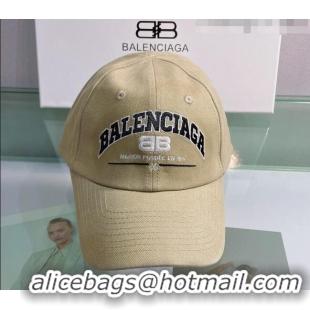 Top Quality Balenciaga Canvas Baseball Hat 0401107 Beige 2022