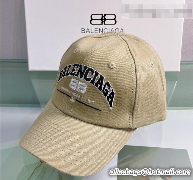 Top Quality Balenciaga Canvas Baseball Hat 0401107 Beige 2022