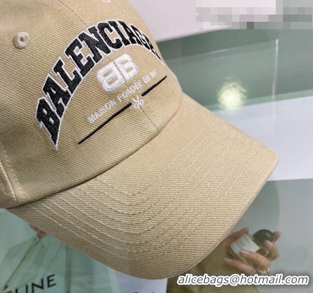 Top Quality Balenciaga Canvas Baseball Hat 0401107 Beige 2022