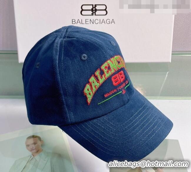 Classic Grade Balenciaga Canvas Baseball Hat 0401108 Blue 2022 