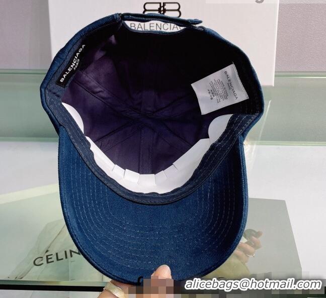 Classic Grade Balenciaga Canvas Baseball Hat 0401108 Blue 2022 