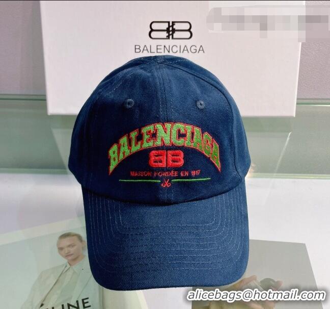 Classic Grade Balenciaga Canvas Baseball Hat 0401108 Blue 2022 