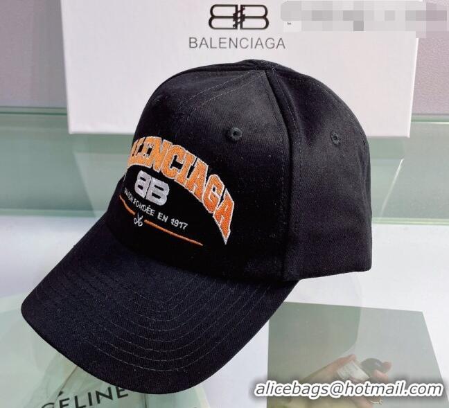 Top Quality Balenciaga Canvas Baseball Hat B01109 Black 2022