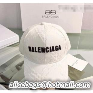 Shop Classic Balenciaga Canvas Baseball Hat 0401148 White 2022