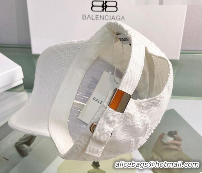 Shop Classic Balenciaga Canvas Baseball Hat 0401148 White 2022