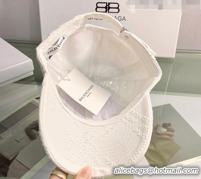 Shop Classic Balenciaga Canvas Baseball Hat 0401148 White 2022