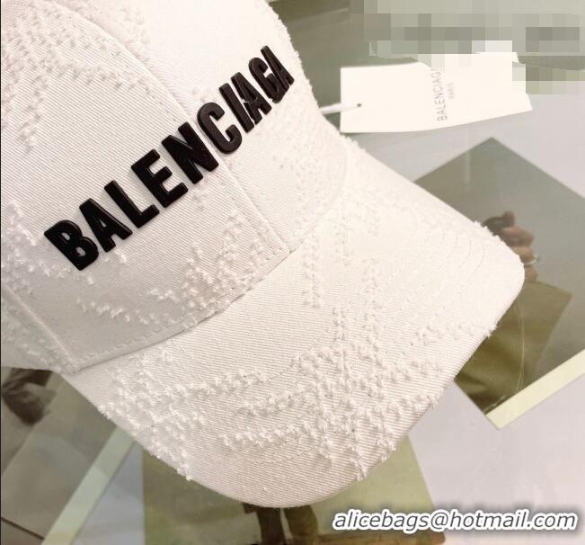 Shop Classic Balenciaga Canvas Baseball Hat 0401148 White 2022