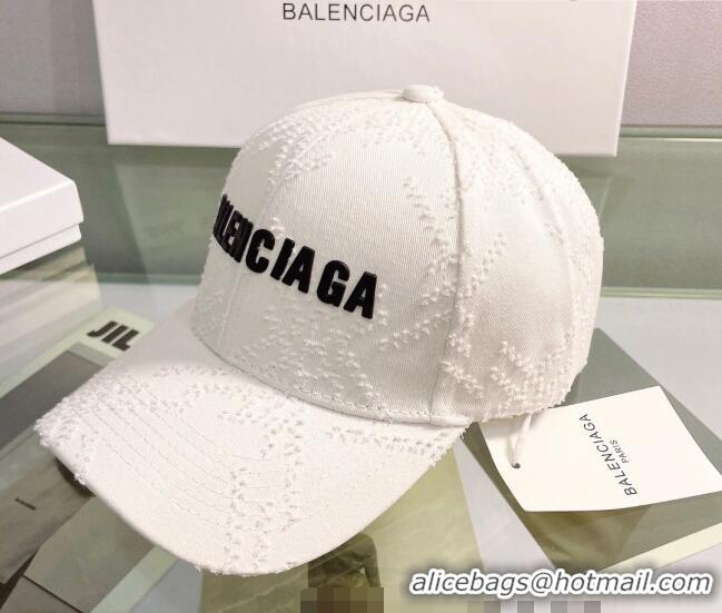 Shop Classic Balenciaga Canvas Baseball Hat 0401148 White 2022