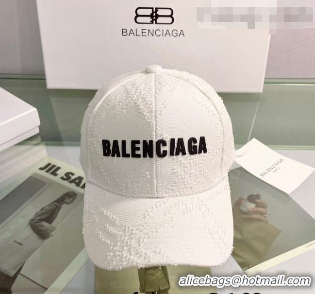 Shop Classic Balenciaga Canvas Baseball Hat 0401148 White 2022