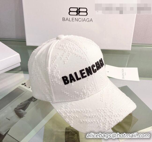 Shop Classic Balenciaga Canvas Baseball Hat 0401148 White 2022