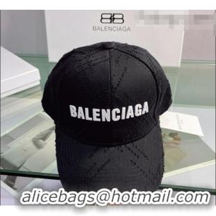 Top Quality Balenciaga Canvas Baseball Hat 0401149 Black 2022