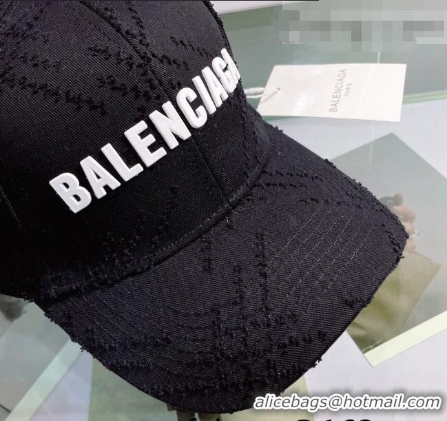 Top Quality Balenciaga Canvas Baseball Hat 0401149 Black 2022