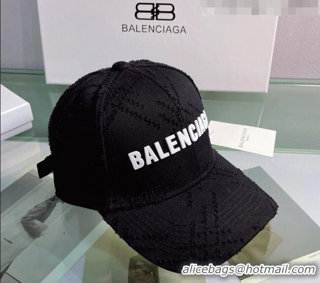 Top Quality Balenciaga Canvas Baseball Hat 0401149 Black 2022