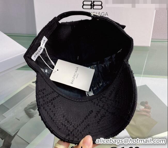 Top Quality Balenciaga Canvas Baseball Hat 0401149 Black 2022